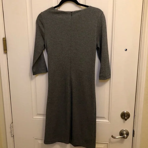 BOSS Hugo Boss Wrap Front knot Sheath Dress Wool Blend S grey cropped sleeve - Picture 8 of 12
